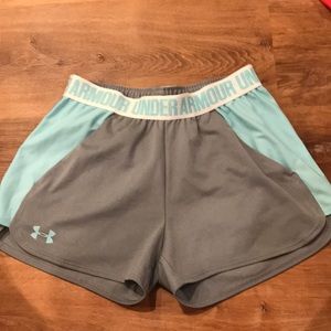 under armour blue and grey teal XS shorts